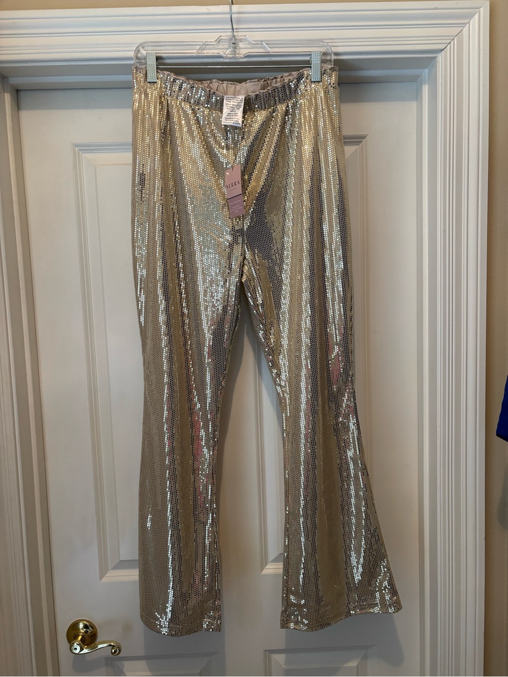 Gold Sequin Flared Pants - Med